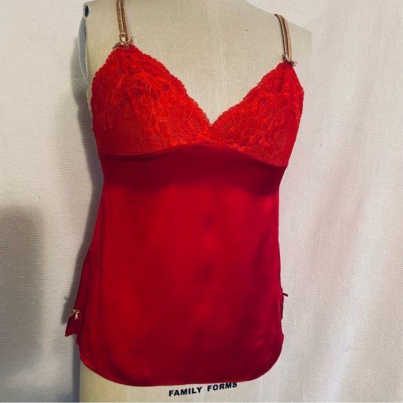 Heidi Klum Sm red stretch silk and lace . camisole - Picture 2 of 9